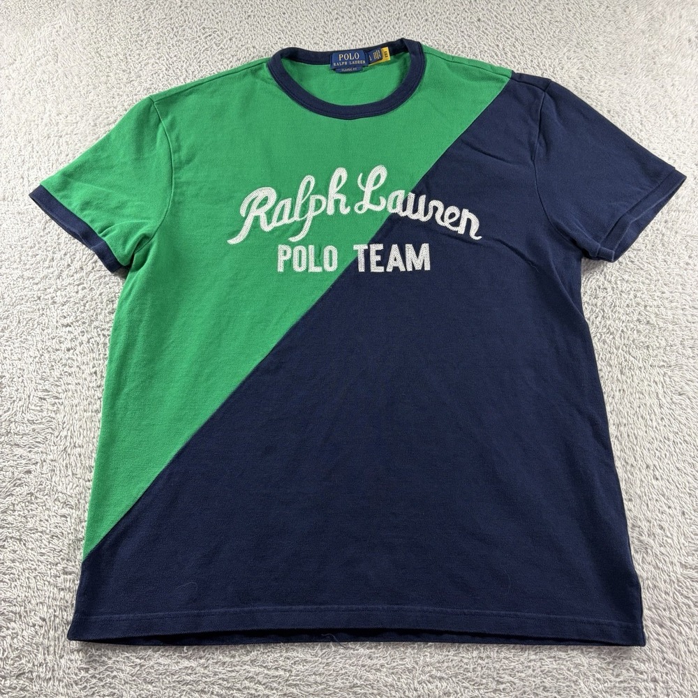 Polo Ralph Lauren Polo Team Color Block‎ T-Shirt Chain Stitch Y2K Preppy Large